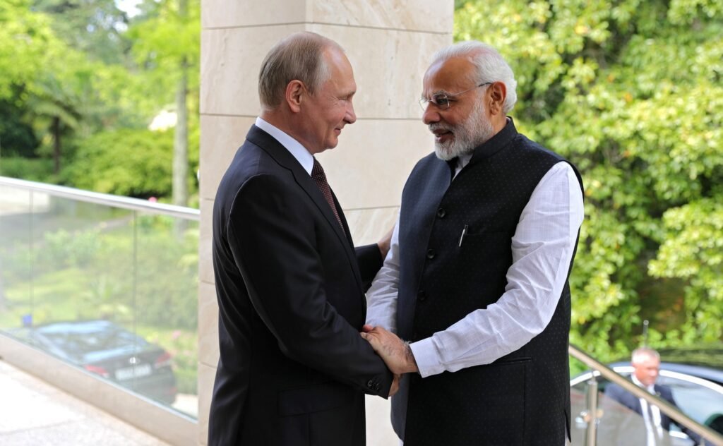 Russian President Vladimir Putin meeting with Indian Prime Minister Narendra Modi in Sochi, Russia.