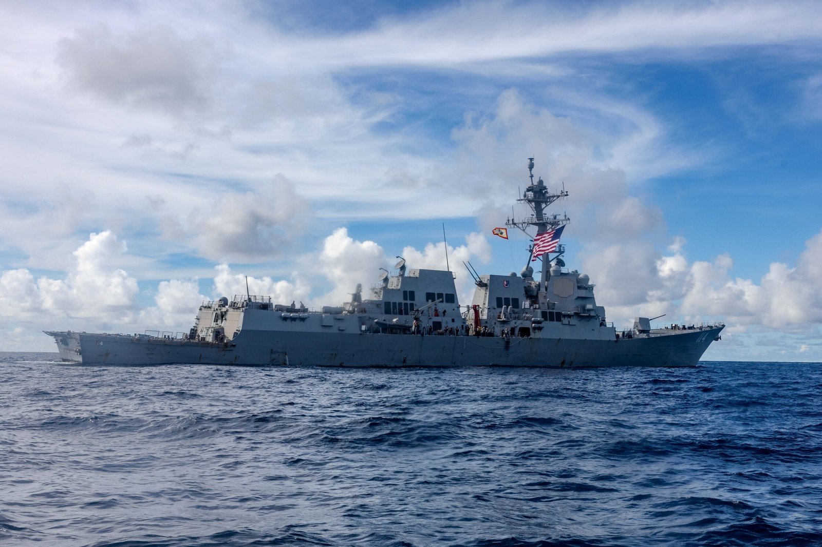 USS Ralph Johnson near U.S. Navy Support Facility Diego Garcia, April 2025. | Image courtesy: U.S. Navy / DVIDS